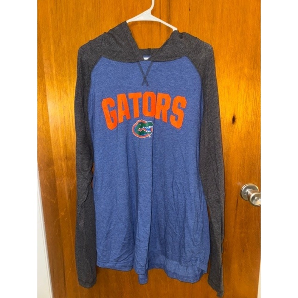 Box Seat Florida Gators Mens 2XL Hooded Raglan Long Sleeve T-Shirt Blue Grey